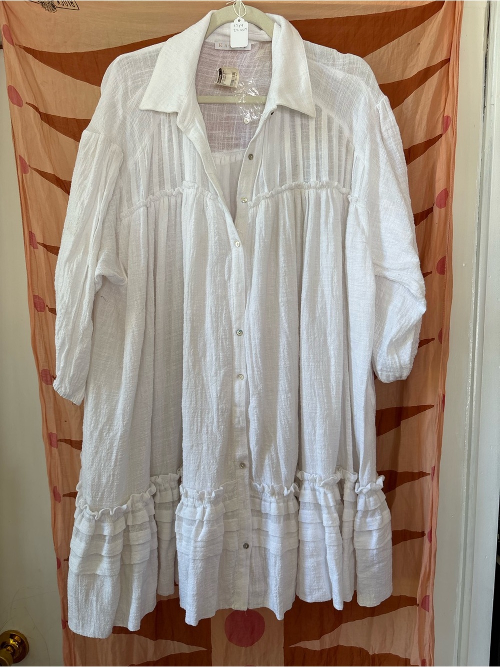 Karlie White Ruffled Button-Front Casual Dress